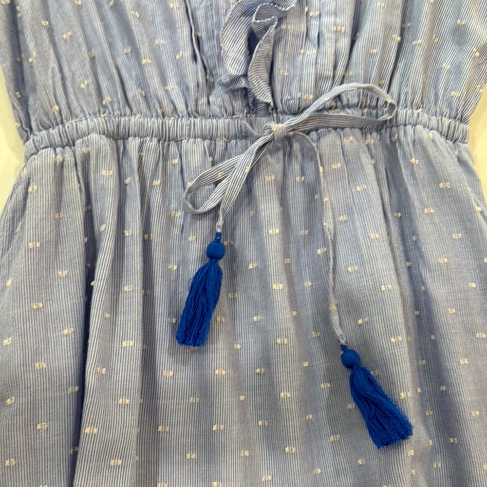 Blue Gray Empire Waist Sundress with Ruffles - Picture 3 of 4